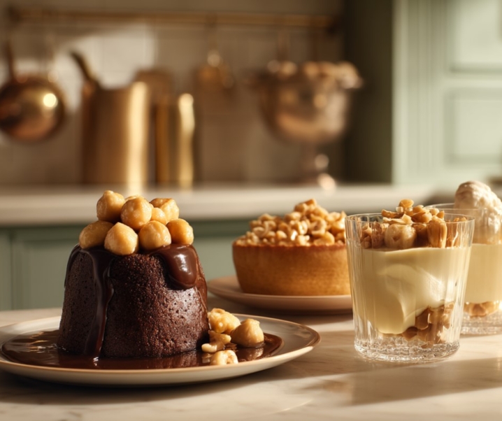 3 desserts gourmands et raffinés avec des noix de macadamia