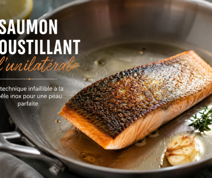 Saumon croustillant à l’unilatérale : la technique infaillible à la poêle inox pour une peau parfaite