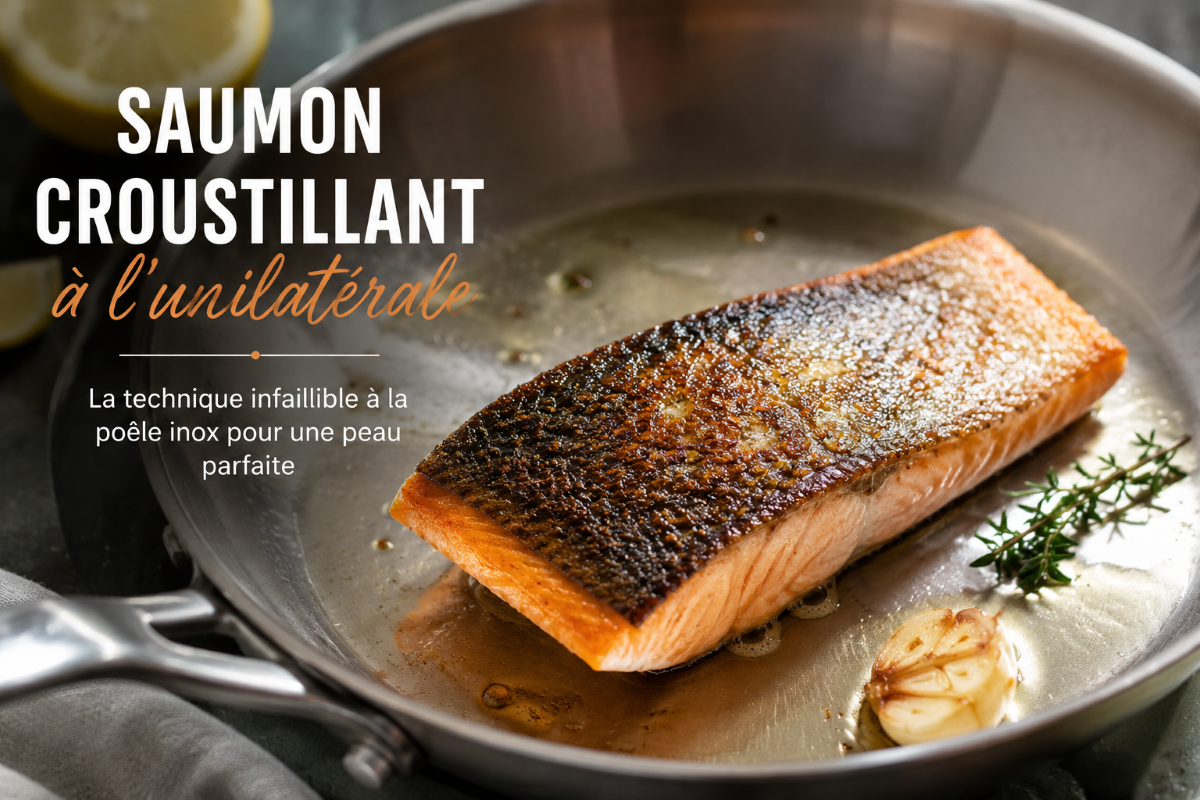 Saumon croustillant à l’unilatérale la technique infaillible à la poêle inox pour une peau parfaite